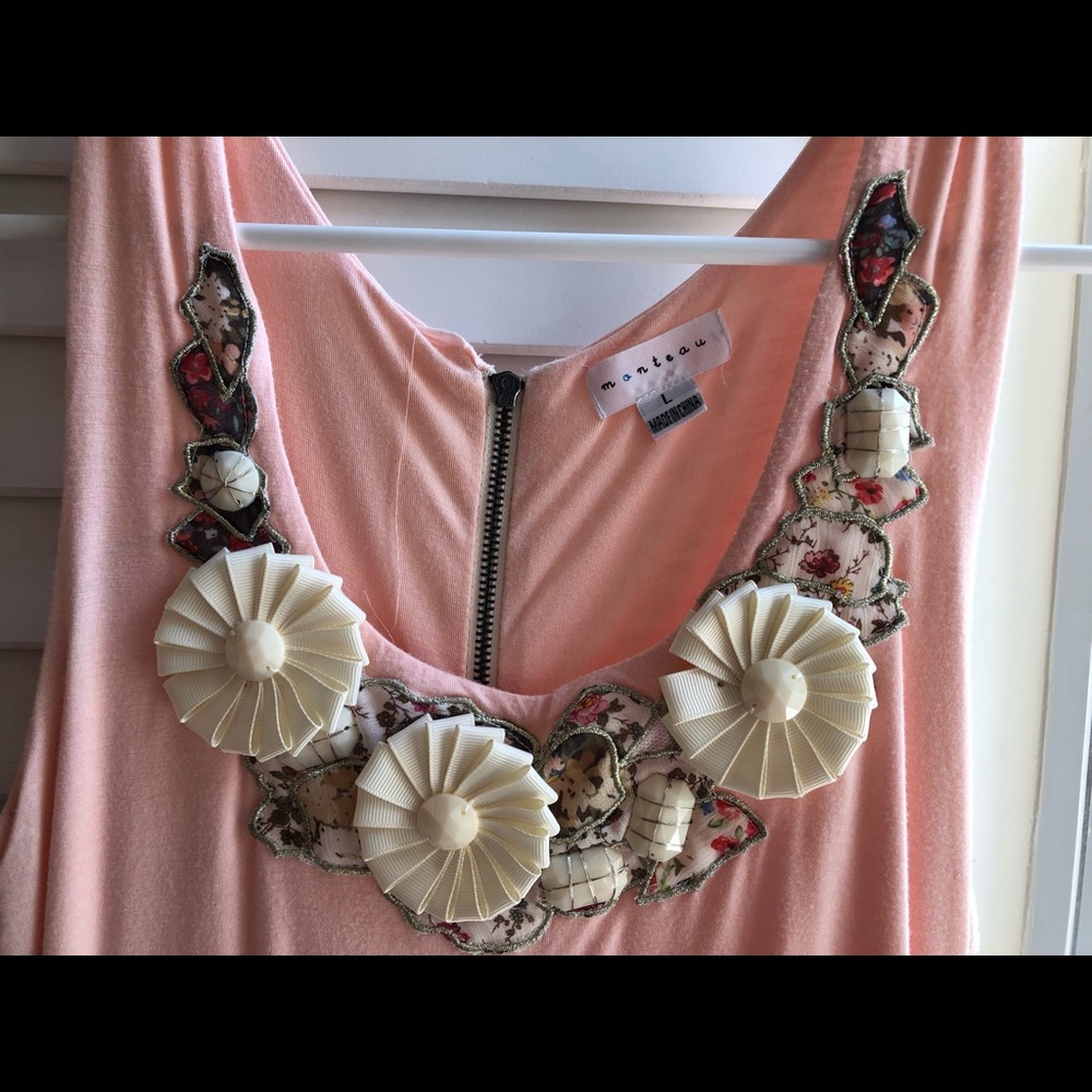 ModCloth Mixed Media Pink and White Dress - Large